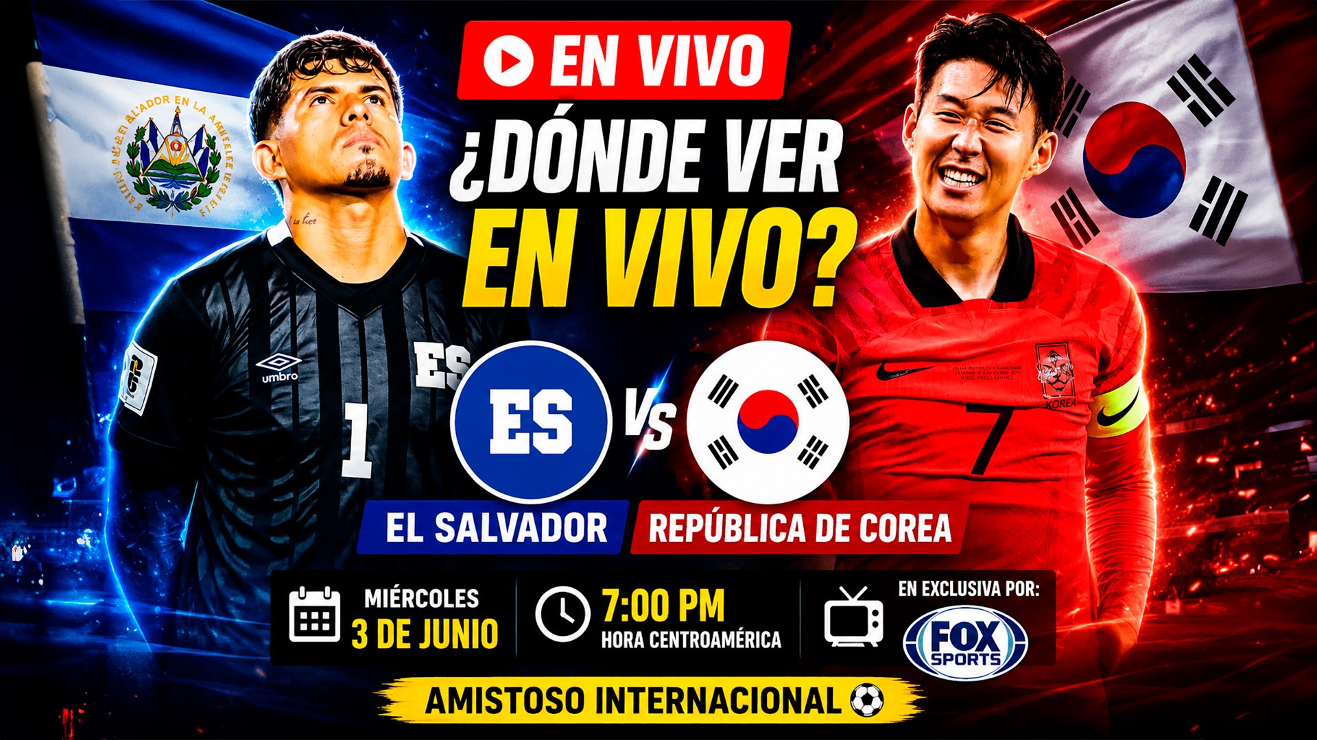 El Salvador VRS República de Corea | Donde podes ver el partido hoy. Hora, TV
